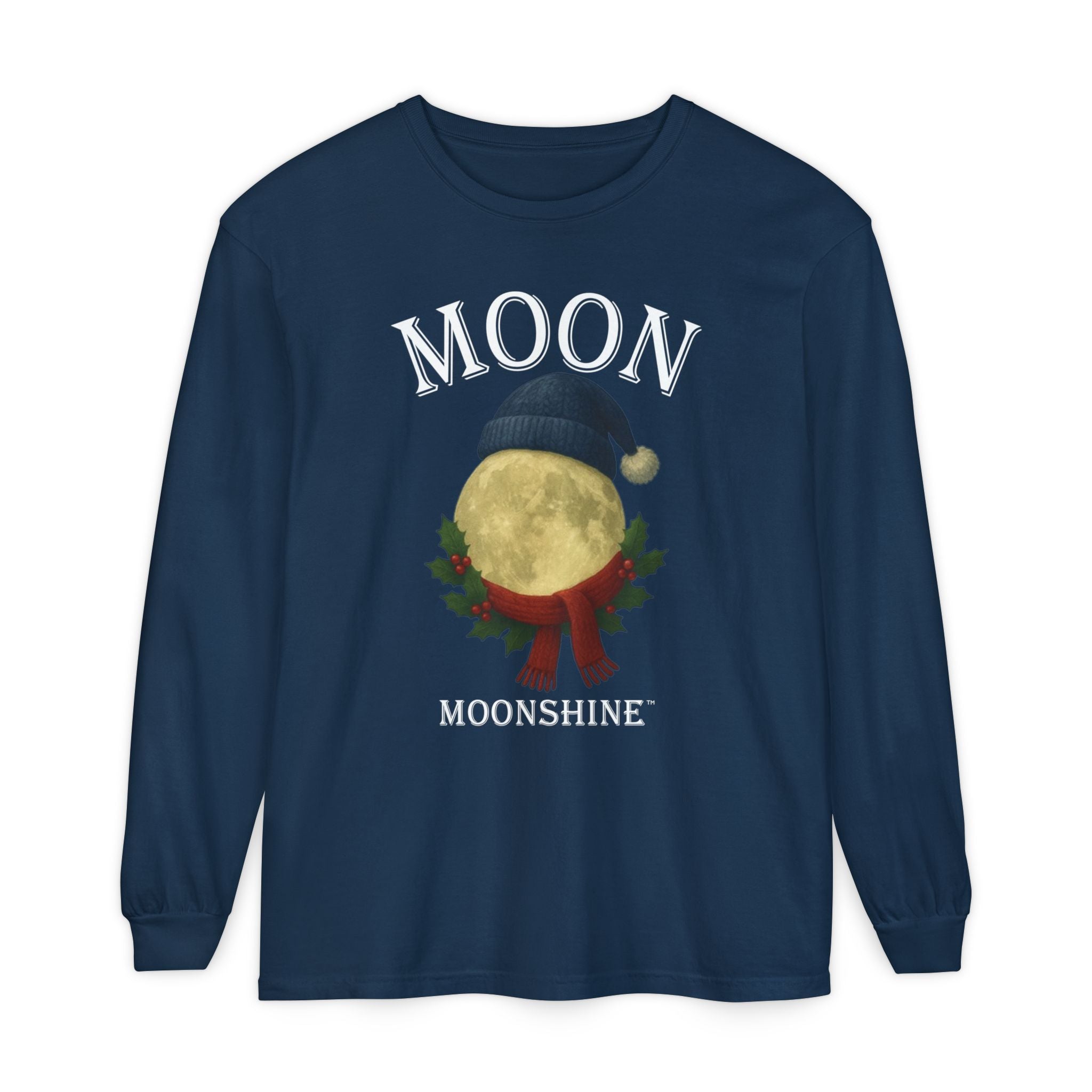 Moon Moonshine Christmas Graphic Logo Long Sleeve T-Shirt
