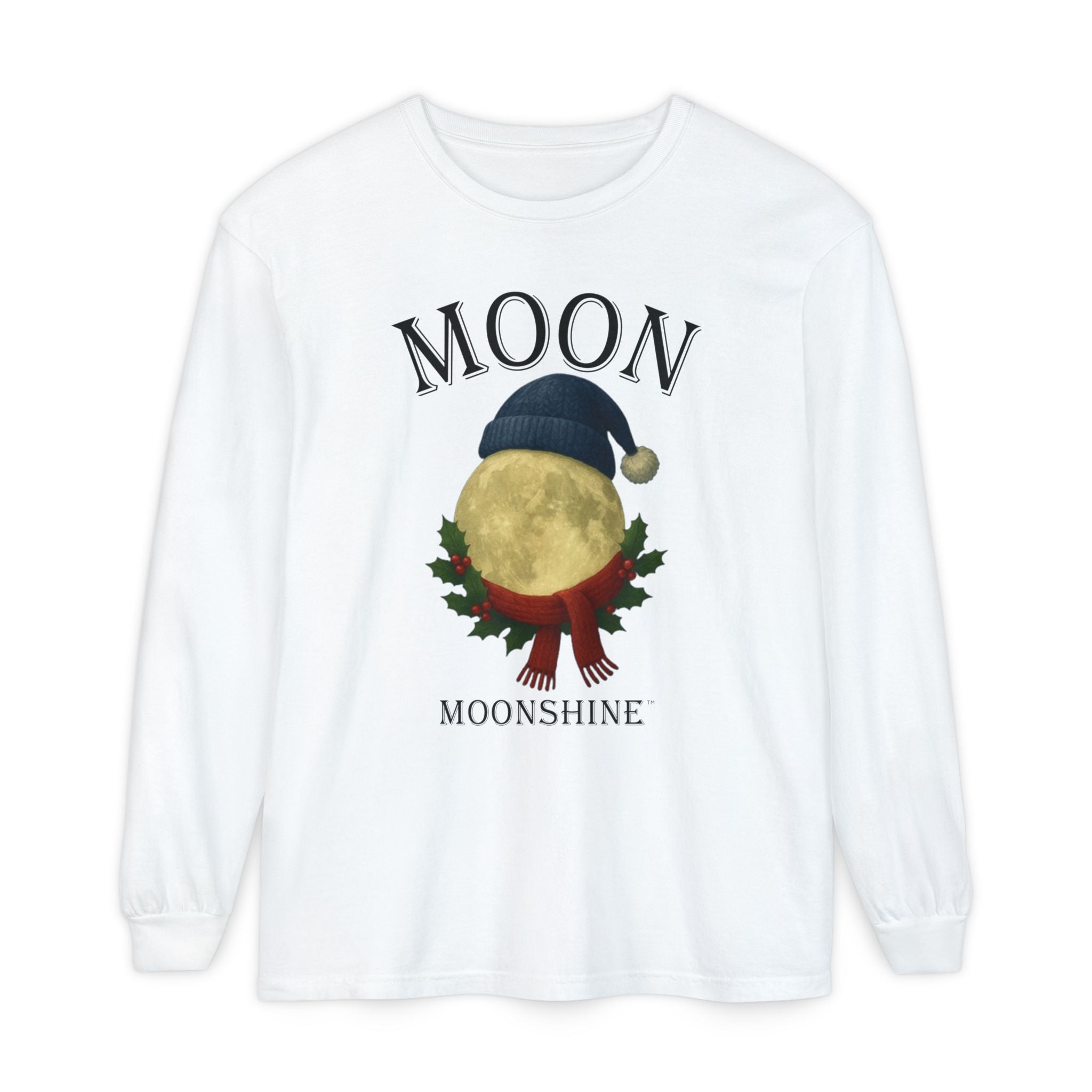 Moon Moonshine Christmas Graphic Logo Long Sleeve T-Shirt