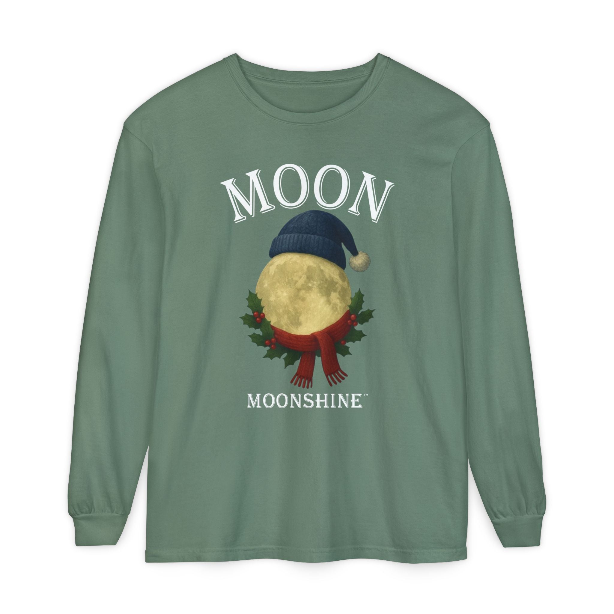 Moon Moonshine Christmas Graphic Logo Long Sleeve T-Shirt
