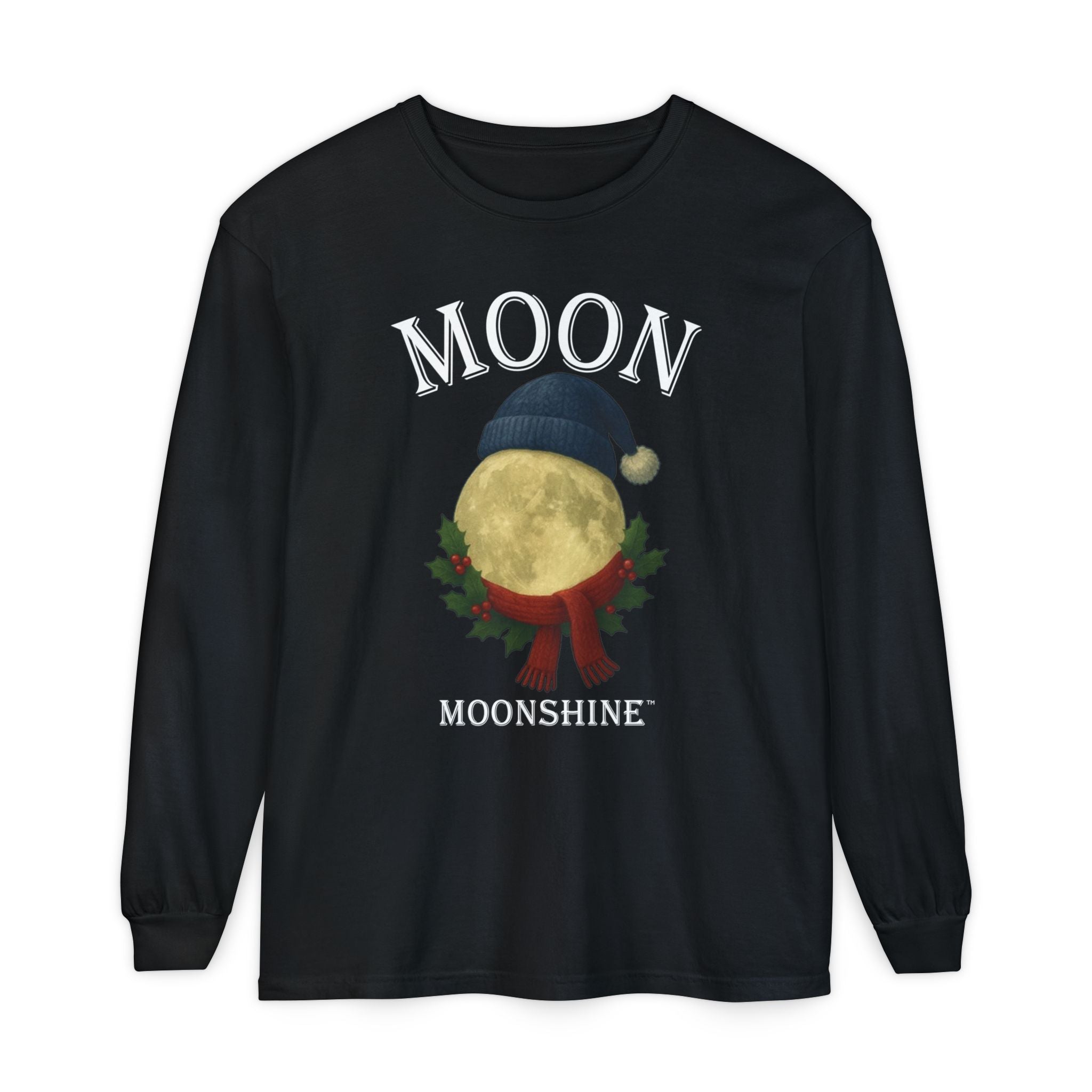 Moon Moonshine Christmas Graphic Logo Long Sleeve T-Shirt